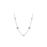 925 Silver Zircon Pearl Choker Necklace Women Jewelry