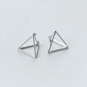 925 Silver Geometric Triangle Hoop Earrings Women Jewelry Three Colors