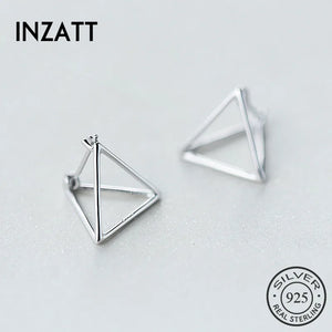 925 Silver Geometric Triangle Hoop Earrings Women Jewelry Three Colors