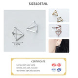 925 Silver Geometric Triangle Hoop Earrings Women Jewelry Three Colors