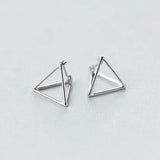 925 Silver Geometric Triangle Hoop Earrings Women Jewelry Three Colors