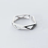 925 Silver Triangle Adjustable Ring Minimalist Jewelry