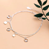 925 Silver Zircon Round Bracelet for Women Fine Jewelry Star Gift