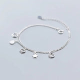 925 Silver Zircon Round Bracelet for Women Fine Jewelry Star Gift