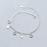 925 Silver Zircon Round Bracelet for Women Fine Jewelry Star Gift