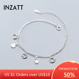 925 Silver Zircon Round Bracelet for Women Fine Jewelry Star Gift