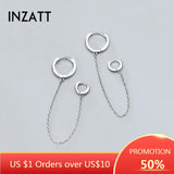 925 Silver Zircon Tassel Hoop Earrings Women Party Jewelry