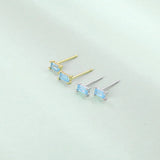 925 Silver Zircon Square Stud Earrings Fine Jewelry Women Accessory