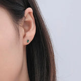 925 Silver Zircon Square Stud Earrings Fine Jewelry Women Accessory
