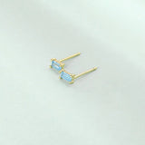925 Silver Zircon Square Stud Earrings Fine Jewelry Women Accessory