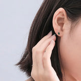 925 Silver Zircon Square Stud Earrings Fine Jewelry Women Accessory