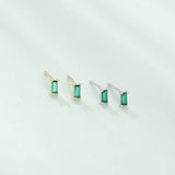 925 Silver Zircon Square Stud Earrings Fine Jewelry Women Accessory