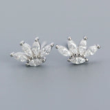 925 Silver Zircon Stud Earrings Classic Jewelry Minimalist Bijoux