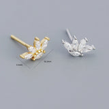 925 Silver Zircon Stud Earrings Classic Jewelry Minimalist Bijoux