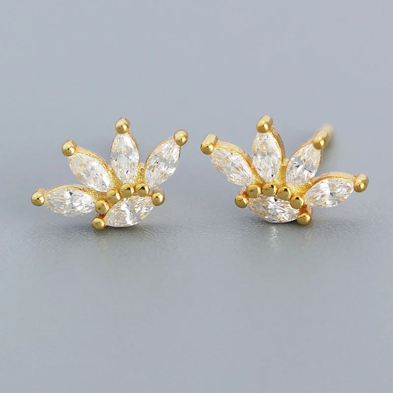 925 Silver Zircon Stud Earrings Classic Jewelry Minimalist Bijoux