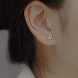 925 Silver Zircon Stud Earrings Classic Jewelry Minimalist Bijoux