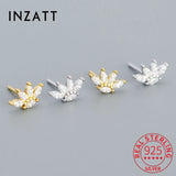 925 Silver Zircon Stud Earrings Classic Jewelry Minimalist Bijoux