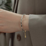 925 Silver Glass Bead Chain Bracelet Women Party Jewelry