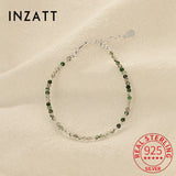 925 Silver Glass Bead Chain Bracelet Women Party Jewelry