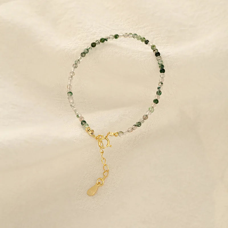 925 Silver Glass Bead Chain Bracelet Women Party Jewelry
