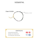 925 Silver Glass Bead Chain Bracelet Women Party Jewelry
