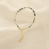925 Silver Glass Bead Chain Bracelet Women Party Jewelry