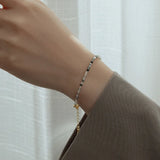 925 Silver Glass Bead Chain Bracelet Women Party Jewelry