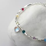 925 Silver Glass Heart Chain Bracelet for Women