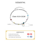 925 Silver Glass Heart Chain Bracelet for Women