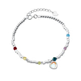 925 Silver Glass Heart Chain Bracelet for Women