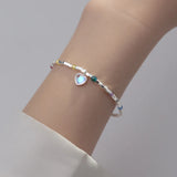 925 Silver Glass Heart Chain Bracelet for Women