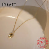 925 Silver Oval 14K Pendant Choker Necklace for Women