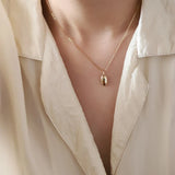 925 Silver Oval 14K Pendant Choker Necklace for Women
