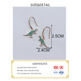 925 Silver Green Dinosaur Drop Earrings Women Party Jewelry Gift