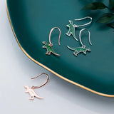 925 Silver Green Dinosaur Drop Earrings Women Party Jewelry Gift