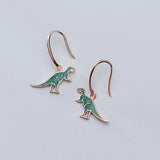 925 Silver Green Dinosaur Drop Earrings Women Party Jewelry Gift