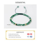 925 Silver Green Glass Bead Rope Bracelet Classic Fine Jewelry