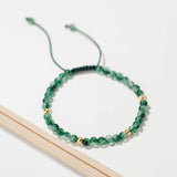 925 Silver Green Glass Bead Rope Bracelet Classic Fine Jewelry
