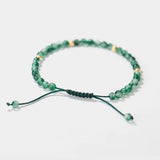 925 Silver Green Glass Bead Rope Bracelet Classic Fine Jewelry