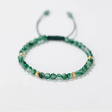 925 Silver Green Glass Bead Rope Bracelet Classic Fine Jewelry