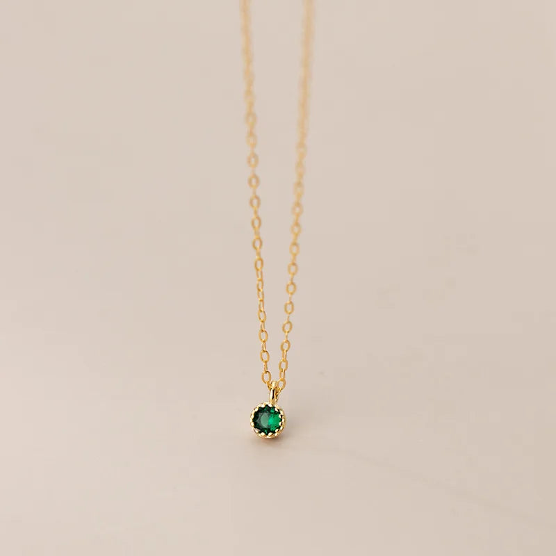 925 Silver Green Zircon 18K Choker Necklace Women Charm Jewelry