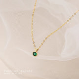 925 Silver Green Zircon 18K Choker Necklace Women Charm Jewelry