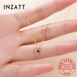 925 Silver Green Zircon 18K Choker Necklace Women Charm Jewelry