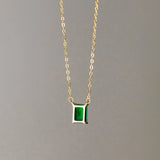 925 Silver Green Zircon Square Choker Necklace Women's Fine Jewelry