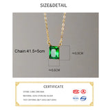 925 Silver Green Zircon Square Choker Necklace Women's Fine Jewelry