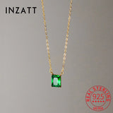925 Silver Green Zircon Square Choker Necklace Women's Fine Jewelry