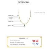 925 Silver Green Zircon Water Drop Choker Necklace Women Party Bohemian Jewelry