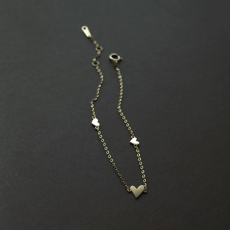 925 Silver Heart Charm Bracelet 14K For Women Party