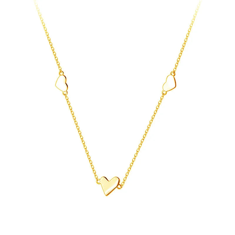 925 Silver Heart Chain Choker Necklace for Women Classic Jewelry