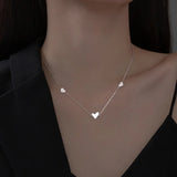 925 Silver Heart Chain Choker Necklace for Women Classic Jewelry